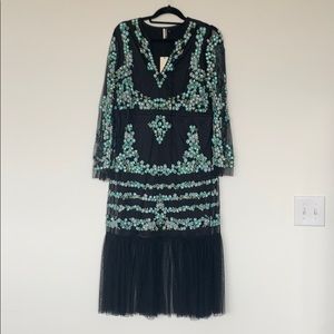 Topshop Embroidered Mesh Dress